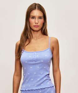 Top in cotton gauntlet with knot print;