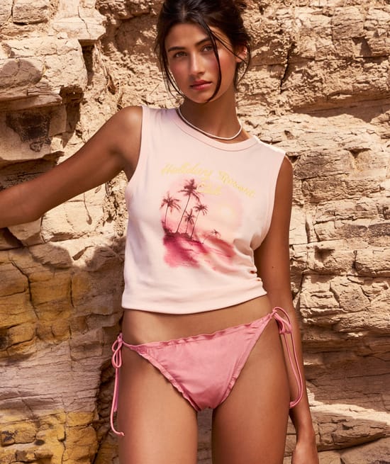 sunset printed sleeveless T-shirt;
