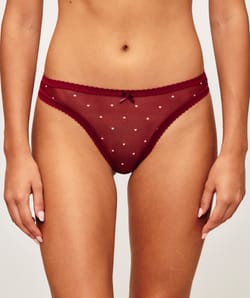 Heart printed mesh thong;