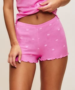 Cotton pointelle shorts with knot print;