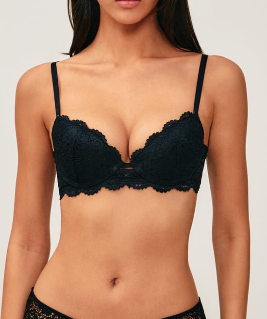 Lace floral push-up bra;