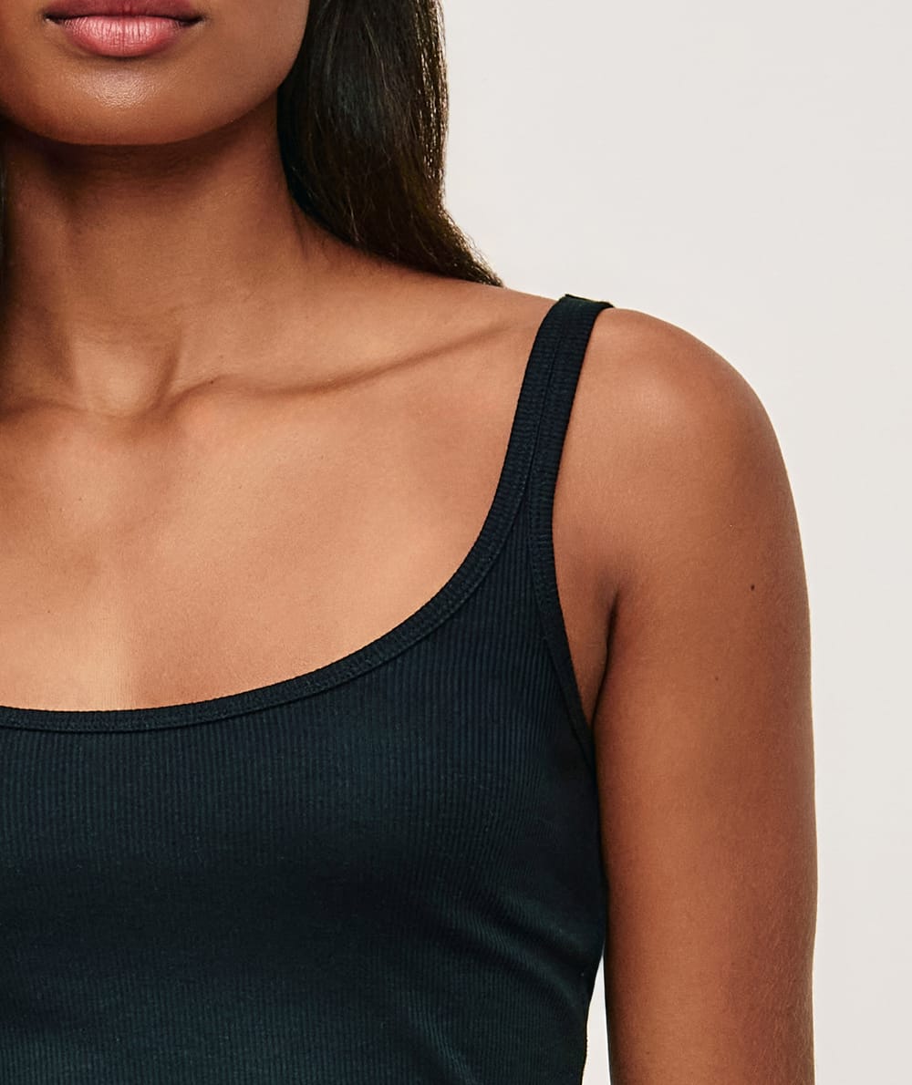 Ribbed jersey tank top - black;
