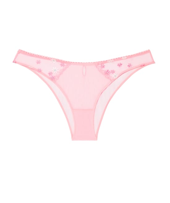 Brief with embroidered floral patterns;