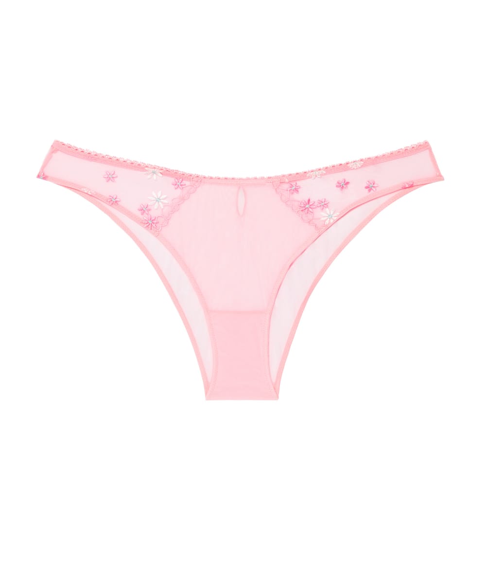 Brief with embroidered floral patterns;