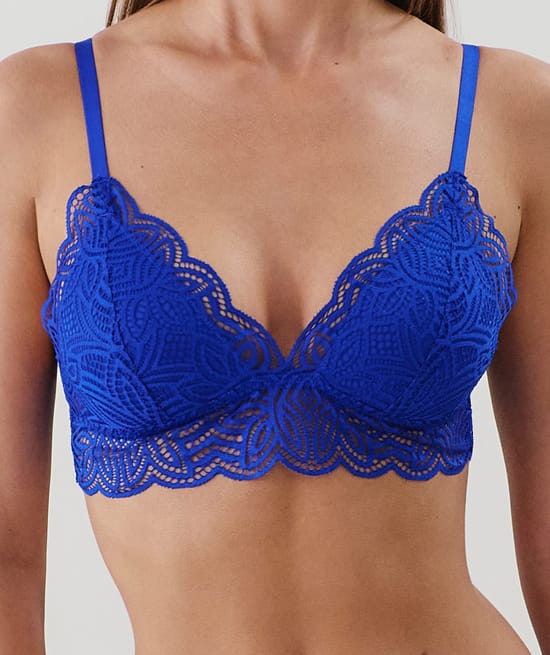Lace triangle push-up bra;