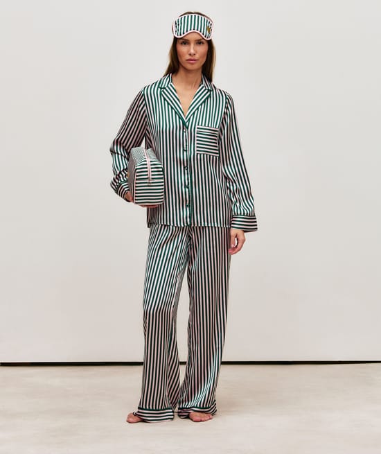 Striped satin pyjama bottoms;