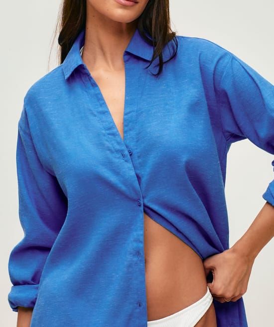 Chemise en lin m&eacute;lang&eacute; manches longues;