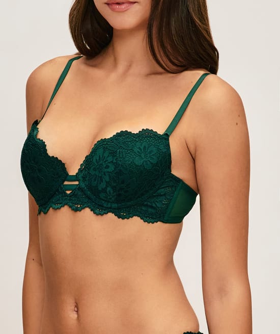 Floral lace push-up bra;