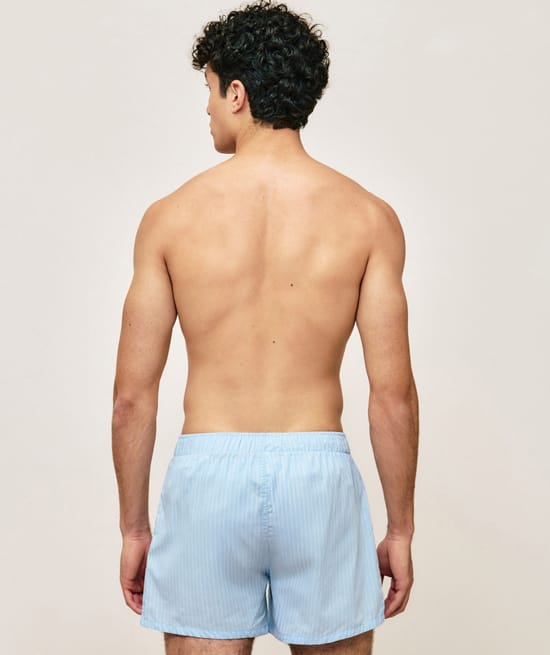 Cotton striped boxer shorts with embroidery;