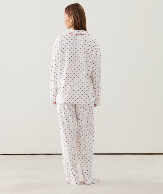 Ribbed jersey shirt with floral patterns;