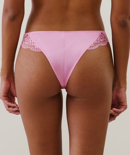 Microfibre thong with embroidery;