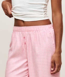 Gingham jersey trousers;