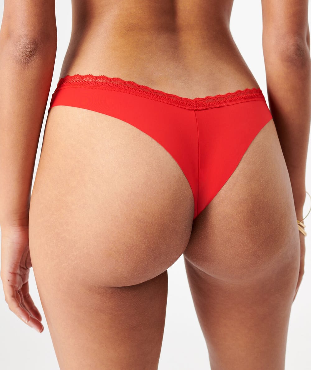 Microfiber and lace tanga;
