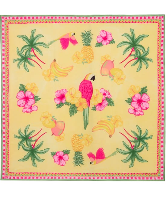 scarf with tropical patterns;