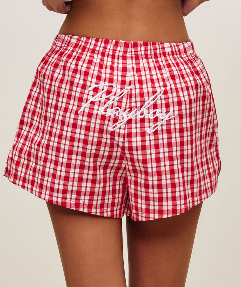 Cotton shorts with Playboy embroidery;