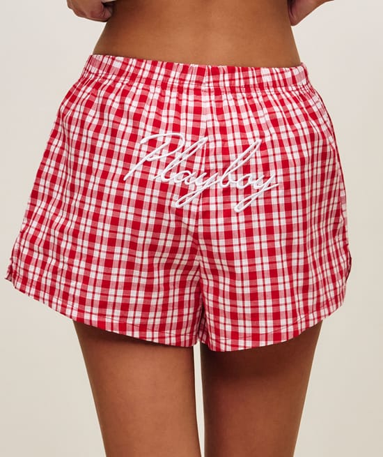 Pantalones cortos de algod&oacute;n con bordado de Playboy;