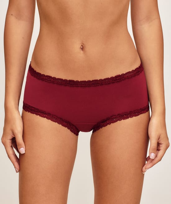 Microfiber and lace thong;