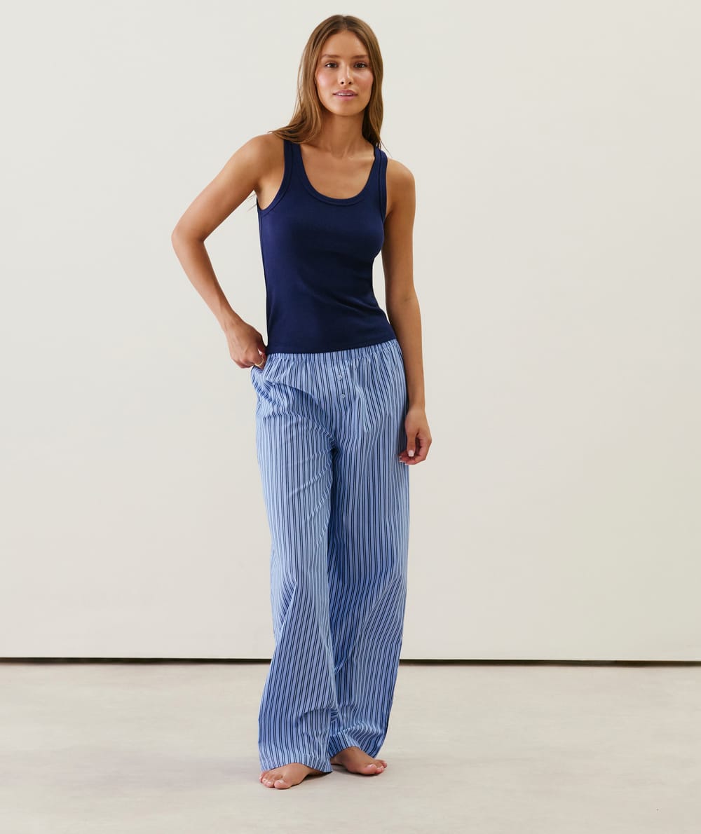 Pantalon à rayures en coton;