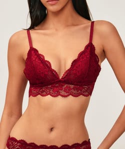 Floral lace triangle bra;