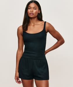 Ribbed jersey tank top - black;