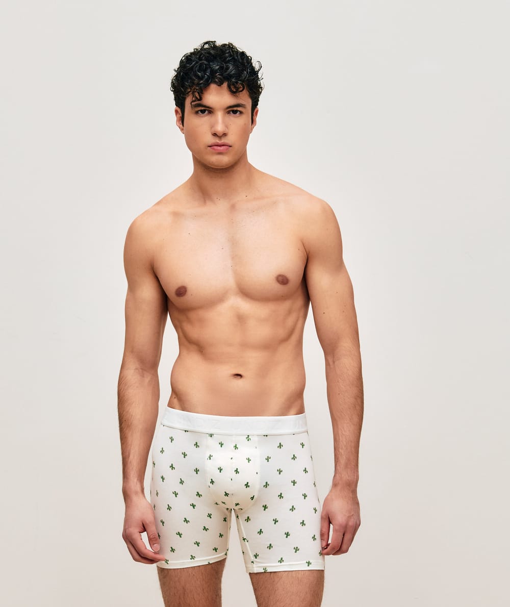 Boxer en coton avec imprim&eacute; cactus;