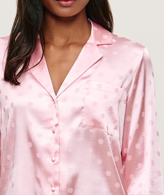 Polka dot satin shirt;