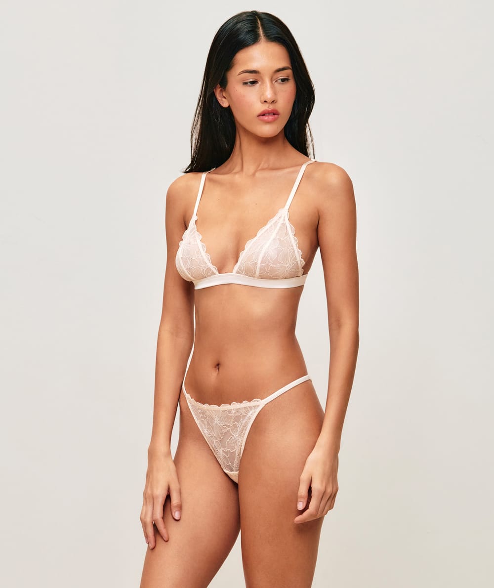 Lace triangle bra;