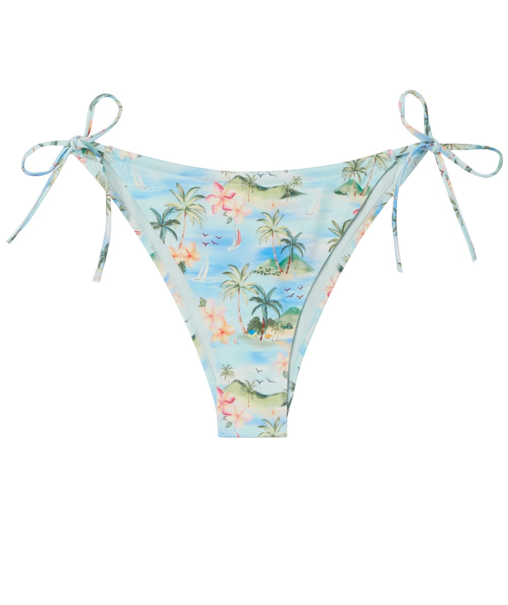 Tropical postcard print bikini swimsuit;