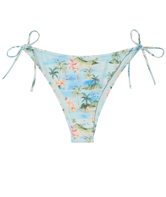 Tropical postcard print bikini swimsuit;