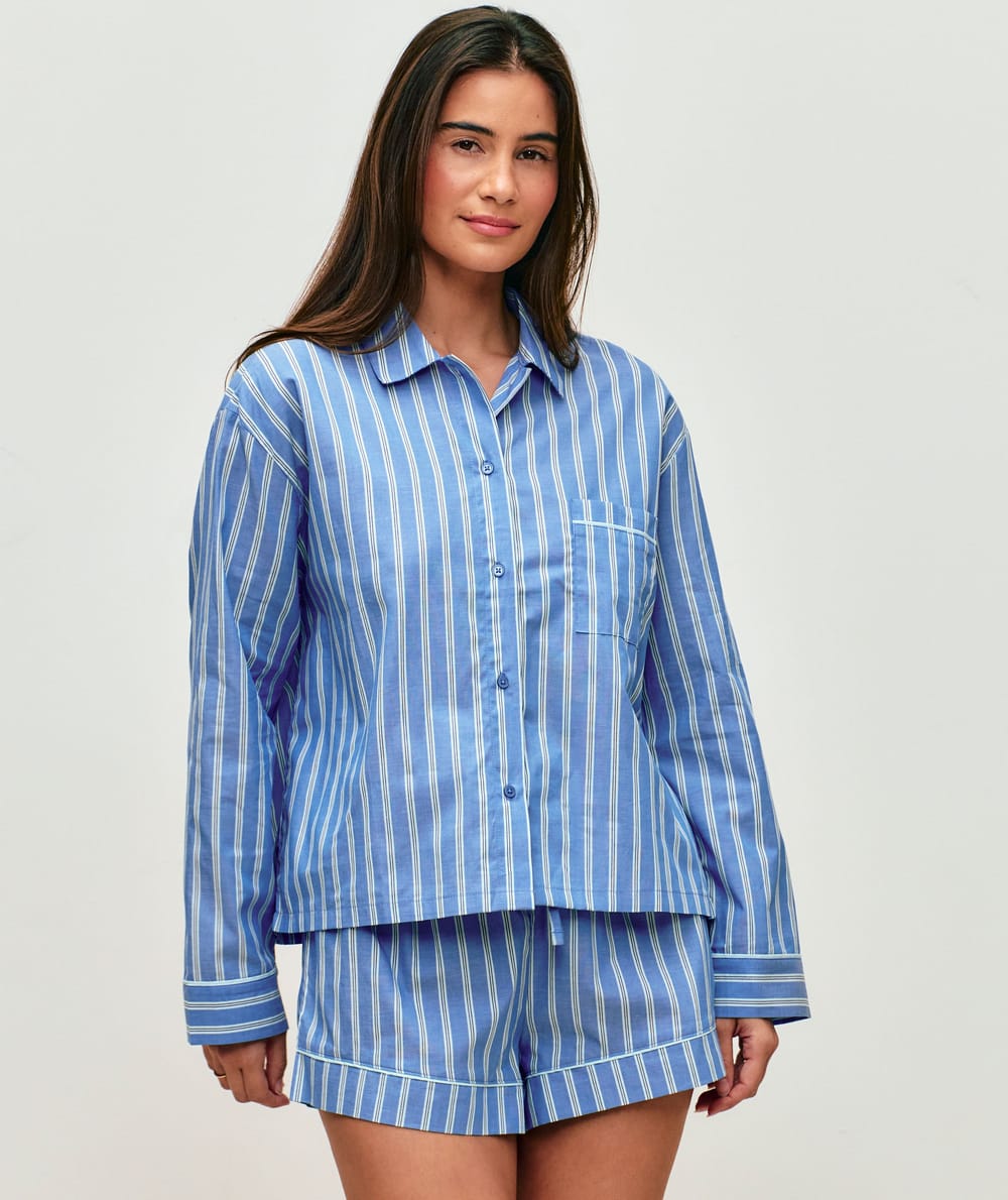 Striped cotton shorts;