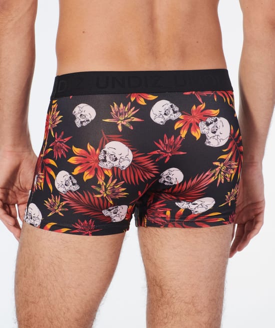 Boxershort met doodshoofdenmotieven van microvezel;