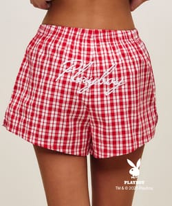 Cotton shorts with Playboy embroidery;