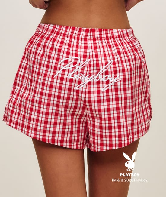 Cotton shorts with Playboy embroidery;