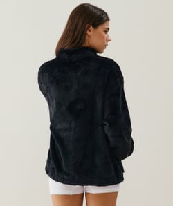 Fleece jacket with heart pattern;