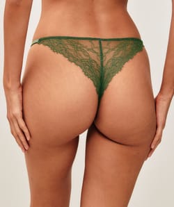 Microfiber and lace thong;