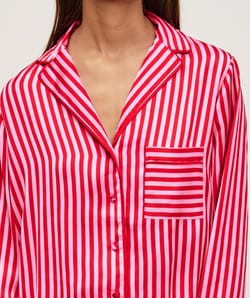 Striped satin pyjama shirt;