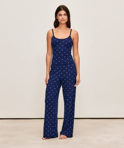 Heart print stitch pants;