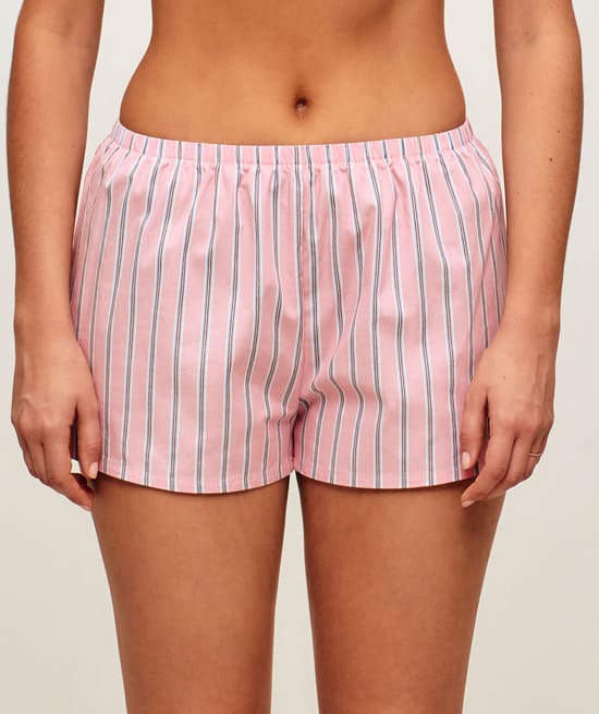 Striped cotton shorts;