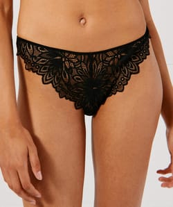 Satin and lace tanga briefs;