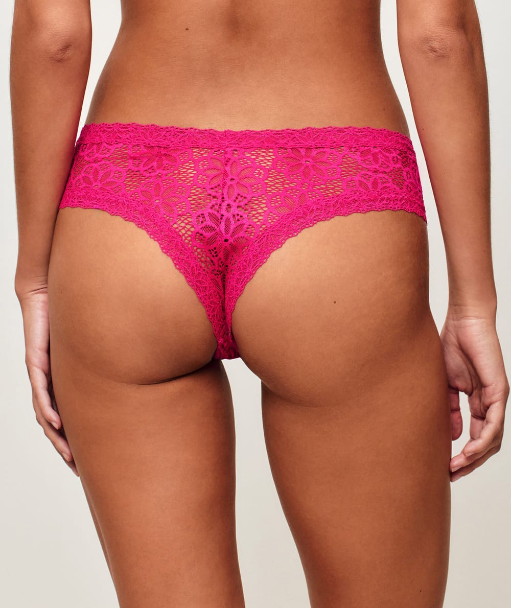 Lace cheeky with floral print;