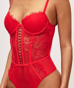 Lace push-up bodysuit;