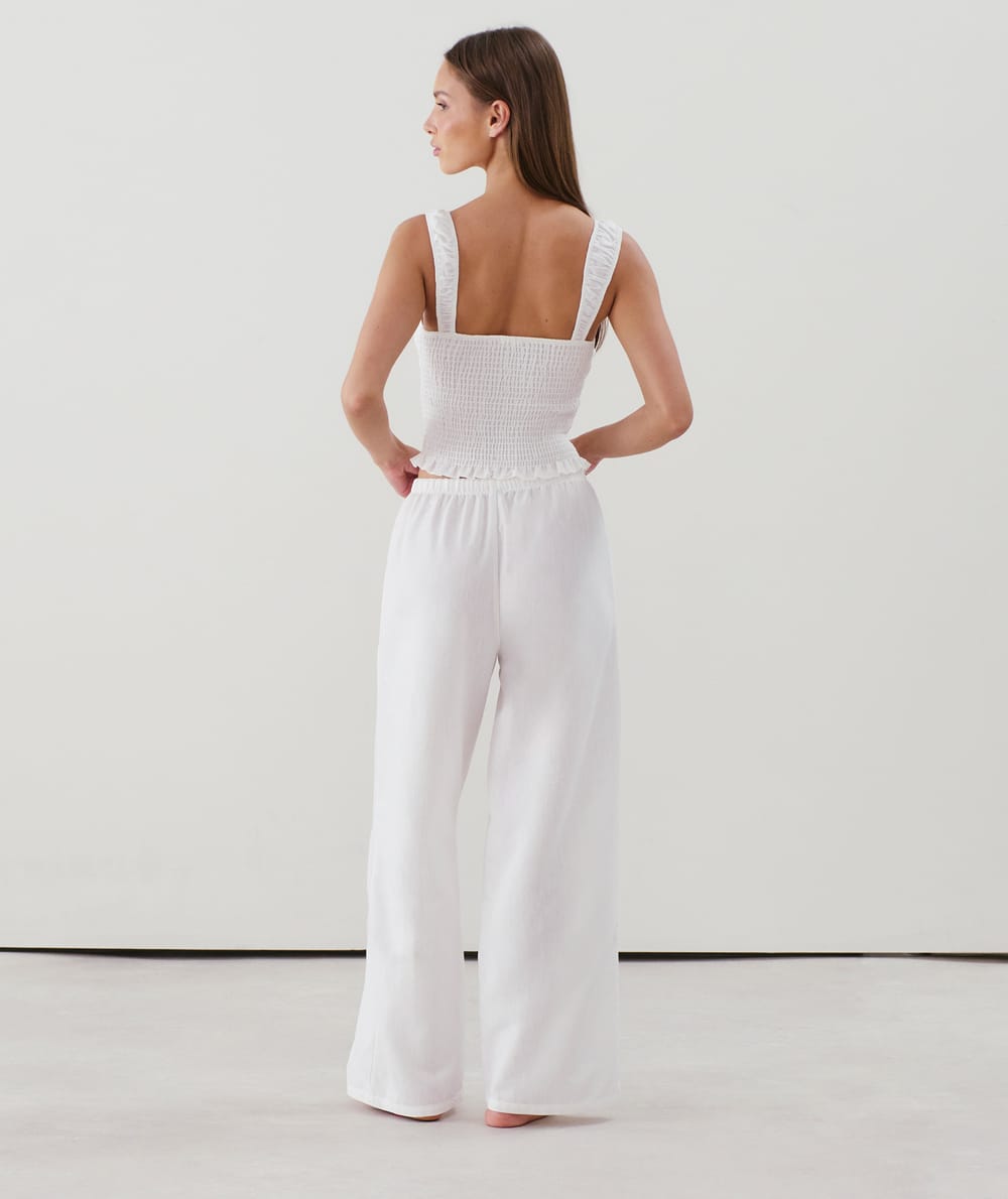 Pantalon droit effet lin;
