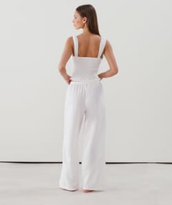 Pantalon droit effet lin;
