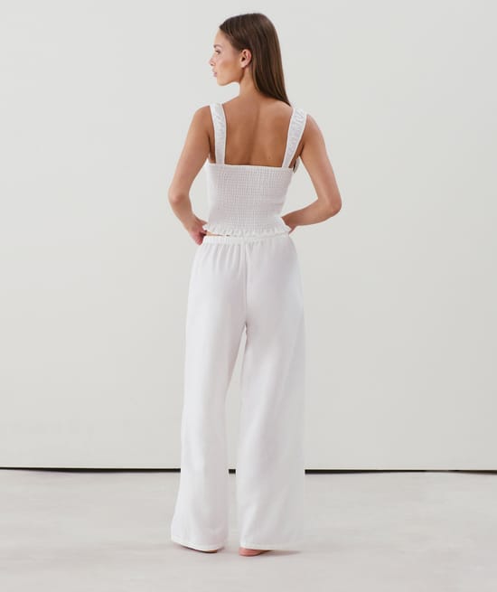 Rechte broek met linnen effect;