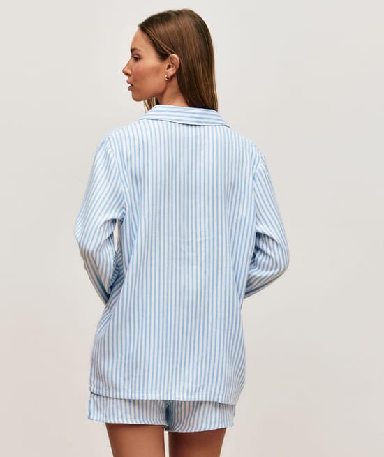 Striped flannel shorts;