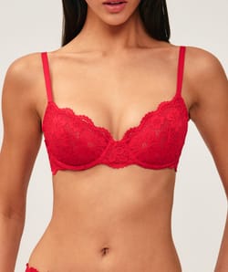 Floral lace balconette bra;