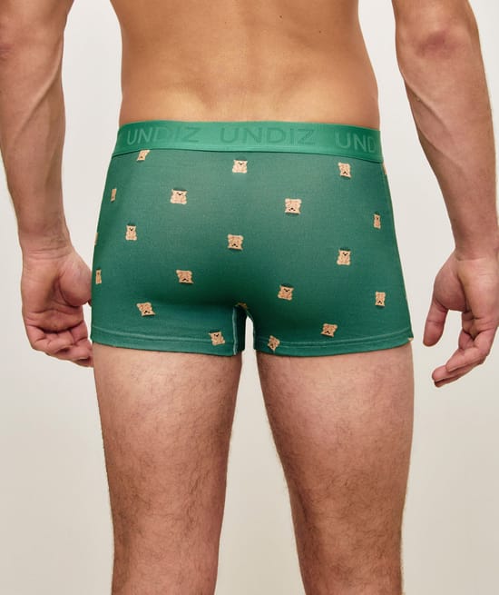 Green cotton boxer with bear patterns;
