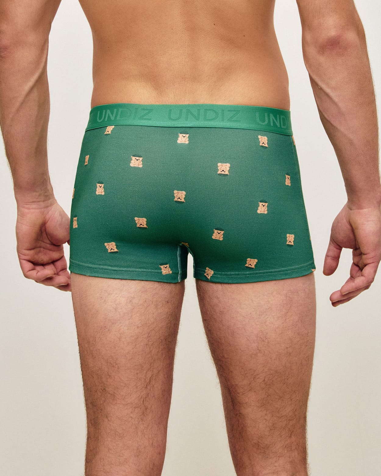 Green cotton boxer with bear patterns;