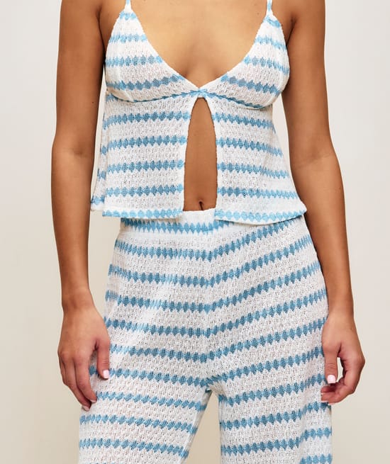 D&eacute;bardeur en crochet &agrave; rayures;