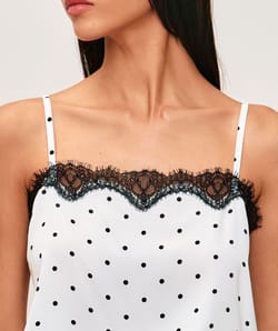 Satin polka dot tank top;